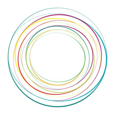 Elle çizilmiş rastgele daireler, serbest çizim efekti. Eşmerkezli daireler, halka şekli - stok vektör illüstrasyonu, klip- sanat grafikleri