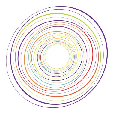 Elle çizilmiş rastgele daireler, serbest çizim efekti. Eşmerkezli daireler, halka şekli - stok vektör illüstrasyonu, klip- sanat grafikleri