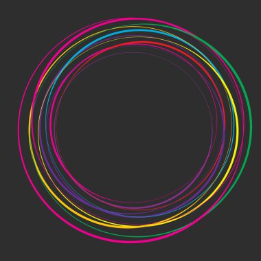 Elle çizilmiş rastgele daireler, serbest çizim efekti. Eşmerkezli daireler, halka şekli - stok vektör illüstrasyonu, klip- sanat grafikleri