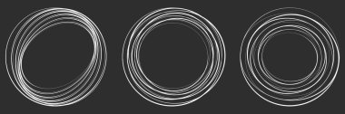 Elle çizilmiş rastgele daireler, serbest çizim efekti. Eşmerkezli daireler, halka şekli - stok vektör illüstrasyonu, klip- sanat grafikleri