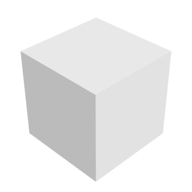 3d küp simgesi, sembol çizimi. Bina, kargo ikonu. Kübik, kübizm grafiği