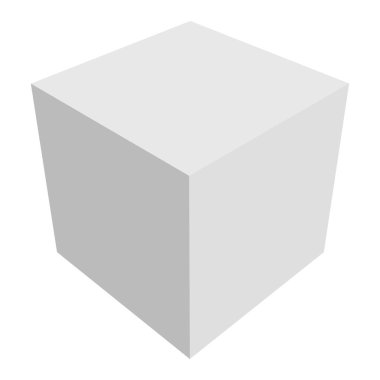 3d küp simgesi, sembol çizimi. Bina, kargo ikonu. Kübik, kübizm grafiği