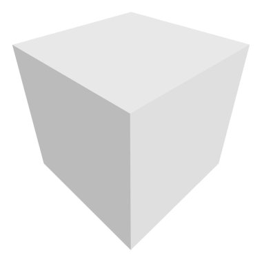 3d küp simgesi, sembol çizimi. Bina, kargo ikonu. Kübik, kübizm grafiği