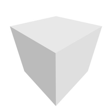 3d küp simgesi, sembol çizimi. Bina, kargo ikonu. Kübik, kübizm grafiği