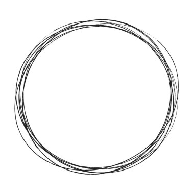 Elle çizilmiş rastgele daireler, serbest çizim efekti. Konsantrik grungy, desenli daire, halka şekli