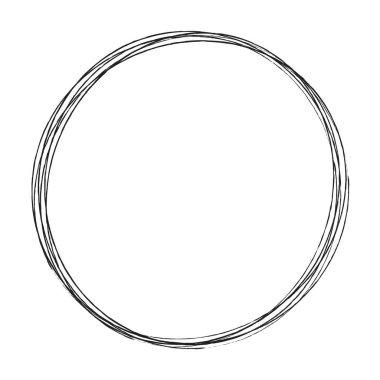 Elle çizilmiş rastgele daireler, serbest çizim efekti. Konsantrik grungy, desenli daire, halka şekli