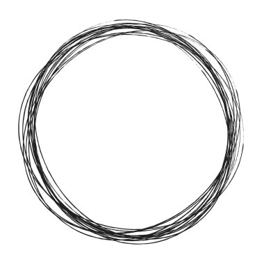 Elle çizilmiş rastgele daireler, serbest çizim efekti. Konsantrik grungy, desenli daire, halka şekli