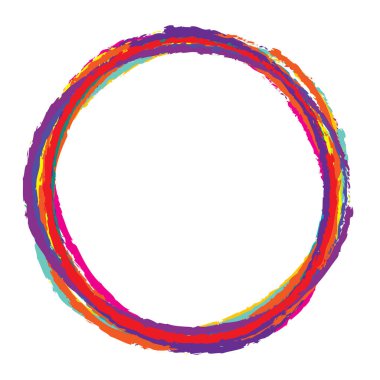 Elle çizilmiş rastgele daireler, serbest çizim efekti. Konsantrik grungy, desenli daire, halka şekli