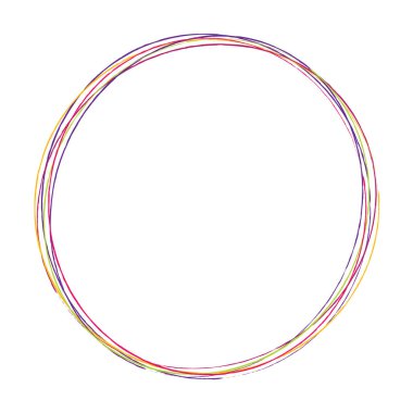 Elle çizilmiş rastgele daireler, serbest çizim efekti. Konsantrik grungy, desenli daire, halka şekli