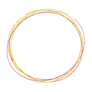 Elle çizilmiş rastgele daireler, serbest çizim efekti. Konsantrik grungy, desenli daire, halka şekli