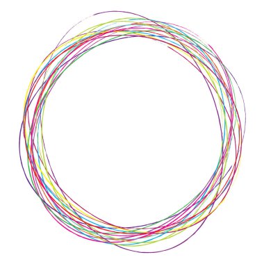 Elle çizilmiş rastgele daireler, serbest çizim efekti. Konsantrik grungy, desenli daire, halka şekli