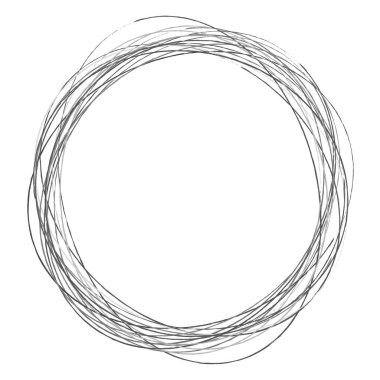 Elle çizilmiş rastgele daireler, serbest çizim efekti. Konsantrik grungy, desenli daire, halka şekli