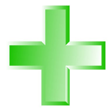 3D çapraz geçiş sağlık, ilk yardım, acil durum müdahalesi ve genel bir sembol olarak. Ambulans, sağlık görevlisi, hastane ve klinik sembolü, simge