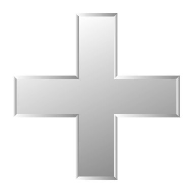 3D çapraz geçiş sağlık, ilk yardım, acil durum müdahalesi ve genel bir sembol olarak. Ambulans, sağlık görevlisi, hastane ve klinik sembolü, simge