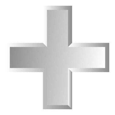 3D çapraz geçiş sağlık, ilk yardım, acil durum müdahalesi ve genel bir sembol olarak. Ambulans, sağlık görevlisi, hastane ve klinik sembolü, simge