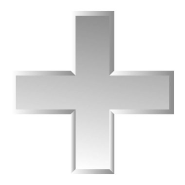 3D çapraz geçiş sağlık, ilk yardım, acil durum müdahalesi ve genel bir sembol olarak. Ambulans, sağlık görevlisi, hastane ve klinik sembolü, simge