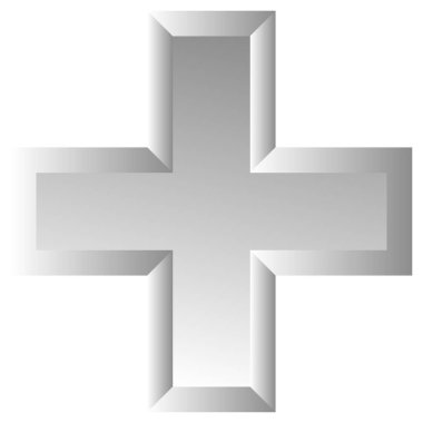 3D çapraz geçiş sağlık, ilk yardım, acil durum müdahalesi ve genel bir sembol olarak. Ambulans, sağlık görevlisi, hastane ve klinik sembolü, simge