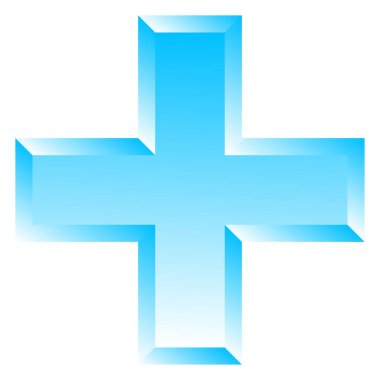 3D çapraz geçiş sağlık, ilk yardım, acil durum müdahalesi ve genel bir sembol olarak. Ambulans, sağlık görevlisi, hastane ve klinik sembolü, simge