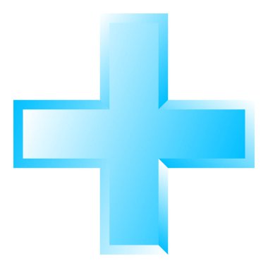 3D çapraz geçiş sağlık, ilk yardım, acil durum müdahalesi ve genel bir sembol olarak. Ambulans, sağlık görevlisi, hastane ve klinik sembolü, simge