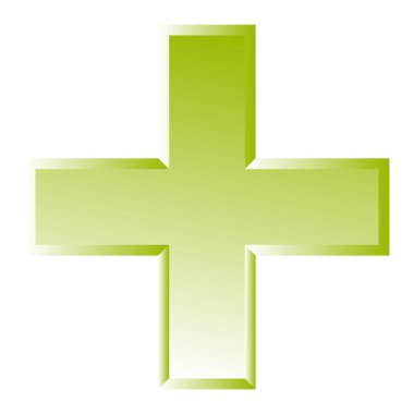 3D çapraz geçiş sağlık, ilk yardım, acil durum müdahalesi ve genel bir sembol olarak. Ambulans, sağlık görevlisi, hastane ve klinik sembolü, simge