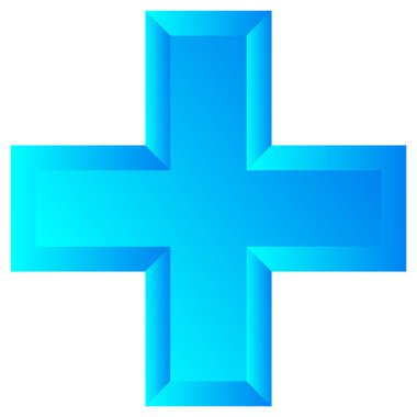 3D çapraz geçiş sağlık, ilk yardım, acil durum müdahalesi ve genel bir sembol olarak. Ambulans, sağlık görevlisi, hastane ve klinik sembolü, simge