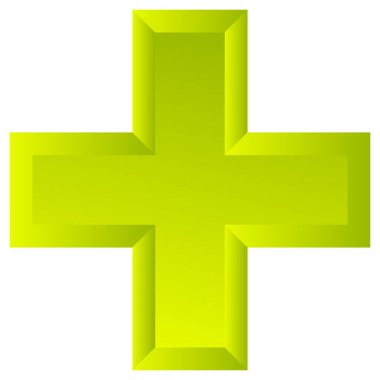 3D çapraz geçiş sağlık, ilk yardım, acil durum müdahalesi ve genel bir sembol olarak. Ambulans, sağlık görevlisi, hastane ve klinik sembolü, simge