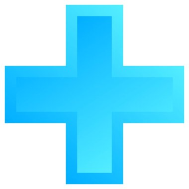 3D çapraz geçiş sağlık, ilk yardım, acil durum müdahalesi ve genel bir sembol olarak. Ambulans, sağlık görevlisi, hastane ve klinik sembolü, simge