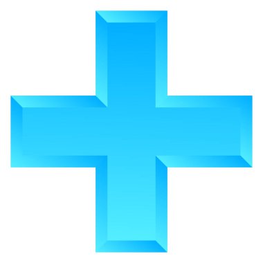 3D çapraz geçiş sağlık, ilk yardım, acil durum müdahalesi ve genel bir sembol olarak. Ambulans, sağlık görevlisi, hastane ve klinik sembolü, simge