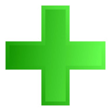 3D çapraz geçiş sağlık, ilk yardım, acil durum müdahalesi ve genel bir sembol olarak. Ambulans, sağlık görevlisi, hastane ve klinik sembolü, simge