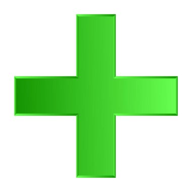 3D çapraz geçiş sağlık, ilk yardım, acil durum müdahalesi ve genel bir sembol olarak. Ambulans, sağlık görevlisi, hastane ve klinik sembolü, simge