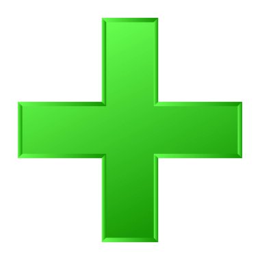 3D çapraz geçiş sağlık, ilk yardım, acil durum müdahalesi ve genel bir sembol olarak. Ambulans, sağlık görevlisi, hastane ve klinik sembolü, simge