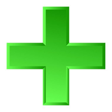 3D çapraz geçiş sağlık, ilk yardım, acil durum müdahalesi ve genel bir sembol olarak. Ambulans, sağlık görevlisi, hastane ve klinik sembolü, simge