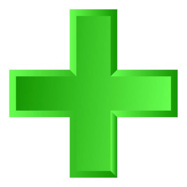 3D çapraz geçiş sağlık, ilk yardım, acil durum müdahalesi ve genel bir sembol olarak. Ambulans, sağlık görevlisi, hastane ve klinik sembolü, simge