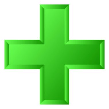 3D çapraz geçiş sağlık, ilk yardım, acil durum müdahalesi ve genel bir sembol olarak. Ambulans, sağlık görevlisi, hastane ve klinik sembolü, simge