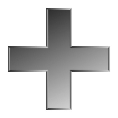 3D çapraz geçiş sağlık, ilk yardım, acil durum müdahalesi ve genel bir sembol olarak. Ambulans, sağlık görevlisi, hastane ve klinik sembolü, simge