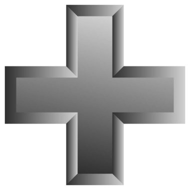 3D çapraz geçiş sağlık, ilk yardım, acil durum müdahalesi ve genel bir sembol olarak. Ambulans, sağlık görevlisi, hastane ve klinik sembolü, simge