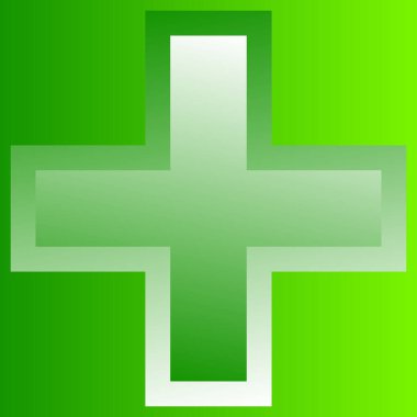 3D çapraz geçiş sağlık, ilk yardım, acil durum müdahalesi ve genel bir sembol olarak. Ambulans, sağlık görevlisi, hastane ve klinik sembolü, simge