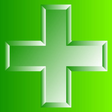 3D çapraz geçiş sağlık, ilk yardım, acil durum müdahalesi ve genel bir sembol olarak. Ambulans, sağlık görevlisi, hastane ve klinik sembolü, simge