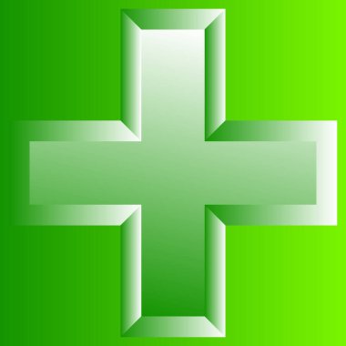 3D çapraz geçiş sağlık, ilk yardım, acil durum müdahalesi ve genel bir sembol olarak. Ambulans, sağlık görevlisi, hastane ve klinik sembolü, simge