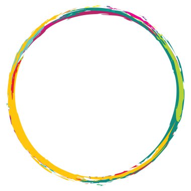 Boya fırçası, fırça darbesi, grunge doku dairesi. Çamurlu, lekeli sıvı, sıvı lekesi, sıçrama, sıçrama etkisi.