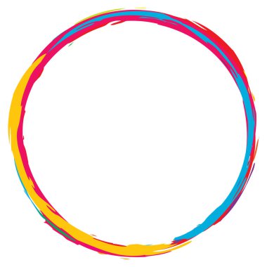 Boya fırçası, fırça darbesi, grunge doku dairesi. Çamurlu, lekeli sıvı, sıvı lekesi, sıçrama, sıçrama etkisi.