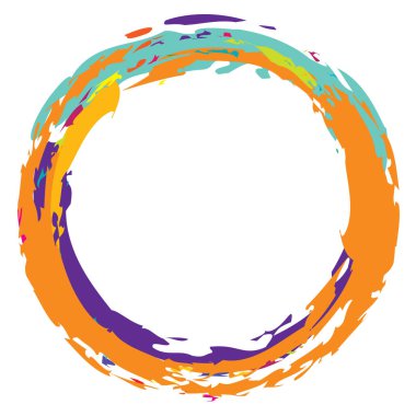 Boya fırçası, fırça darbesi, grunge doku dairesi. Çamurlu, lekeli sıvı, sıvı lekesi, sıçrama, sıçrama etkisi.