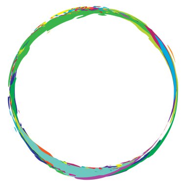 Boya fırçası, fırça darbesi, grunge doku dairesi. Çamurlu, lekeli sıvı, sıvı lekesi, sıçrama, sıçrama etkisi.