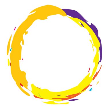 Boya fırçası, fırça darbesi, grunge doku dairesi. Çamurlu, lekeli sıvı, sıvı lekesi, sıçrama, sıçrama etkisi.