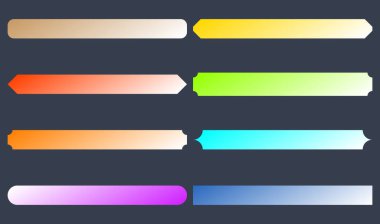 Solmuş, mavimsi pankart, düğme, boş uzay ögesiyle çubuk şekilleri