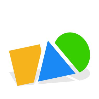 Geometrik simge, üst üste binen daireli logo şekli, kare ve üçgen. Yapı, yapı, yapı ve montaj simgesi simgesi