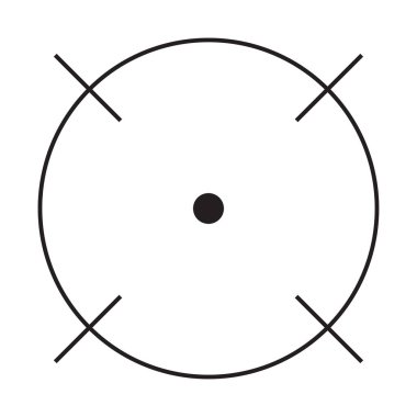 Nişan al, hedef al, nişan al, ikon. Bullseye için parçacık sembolü, nokta kavramları - stok vektör illüstrasyonu, klip sanatları grafikleri