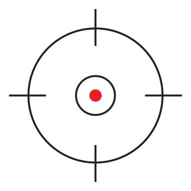 Nişan al, hedef al, nişan al, ikon. Bullseye için parçacık sembolü, nokta kavramları - stok vektör illüstrasyonu, klip sanatları grafikleri