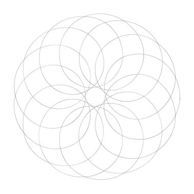 Soyut çember motifi. Mandala şekli, ikon. Yuvarlak süs, süs, dekorasyon sembolü, element
