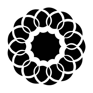 Soyut çember motifi. Mandala şekli, ikon. Yuvarlak süs, süs, dekorasyon sembolü, element